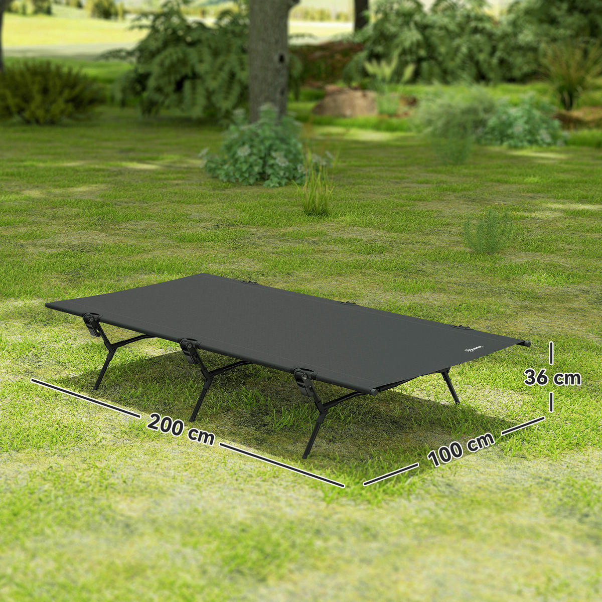 Outsunny Campingbett B/H/L: ca. 100x36x200 cm Campingbett - schwarz (200,00/100,00/36,00cm) - Outsunny