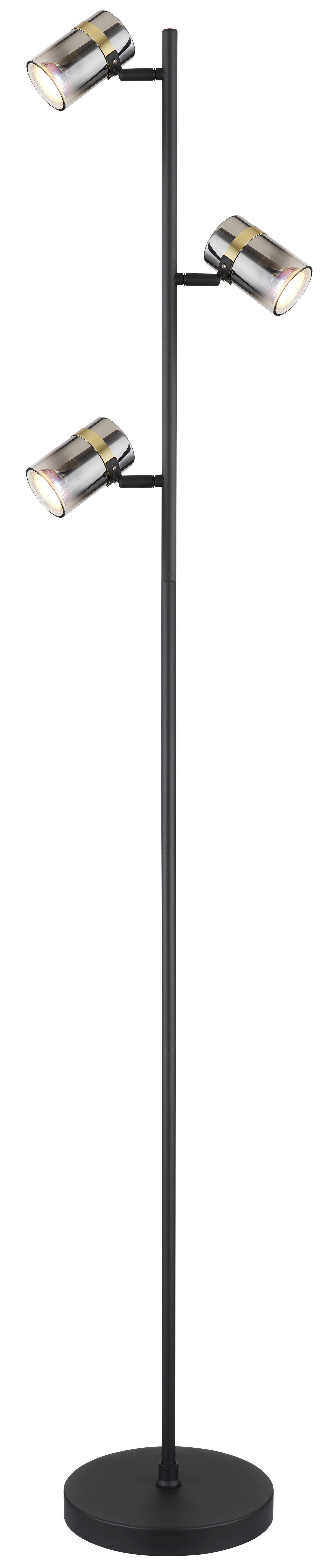 GLOBO Stehleuchte schwarz klar Metall H/D: ca. 154x23 cm GU10 3 Brennstellen TRABBY - klar/schwarz (23,00/154,00cm) - GLOBO
