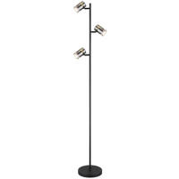 GLOBO Stehleuchte schwarz klar Metall H/D: ca. 154x23 cm GU10 3 Brennstellen TRABBY - klar/schwarz (23,00/154,00cm) - GLOBO