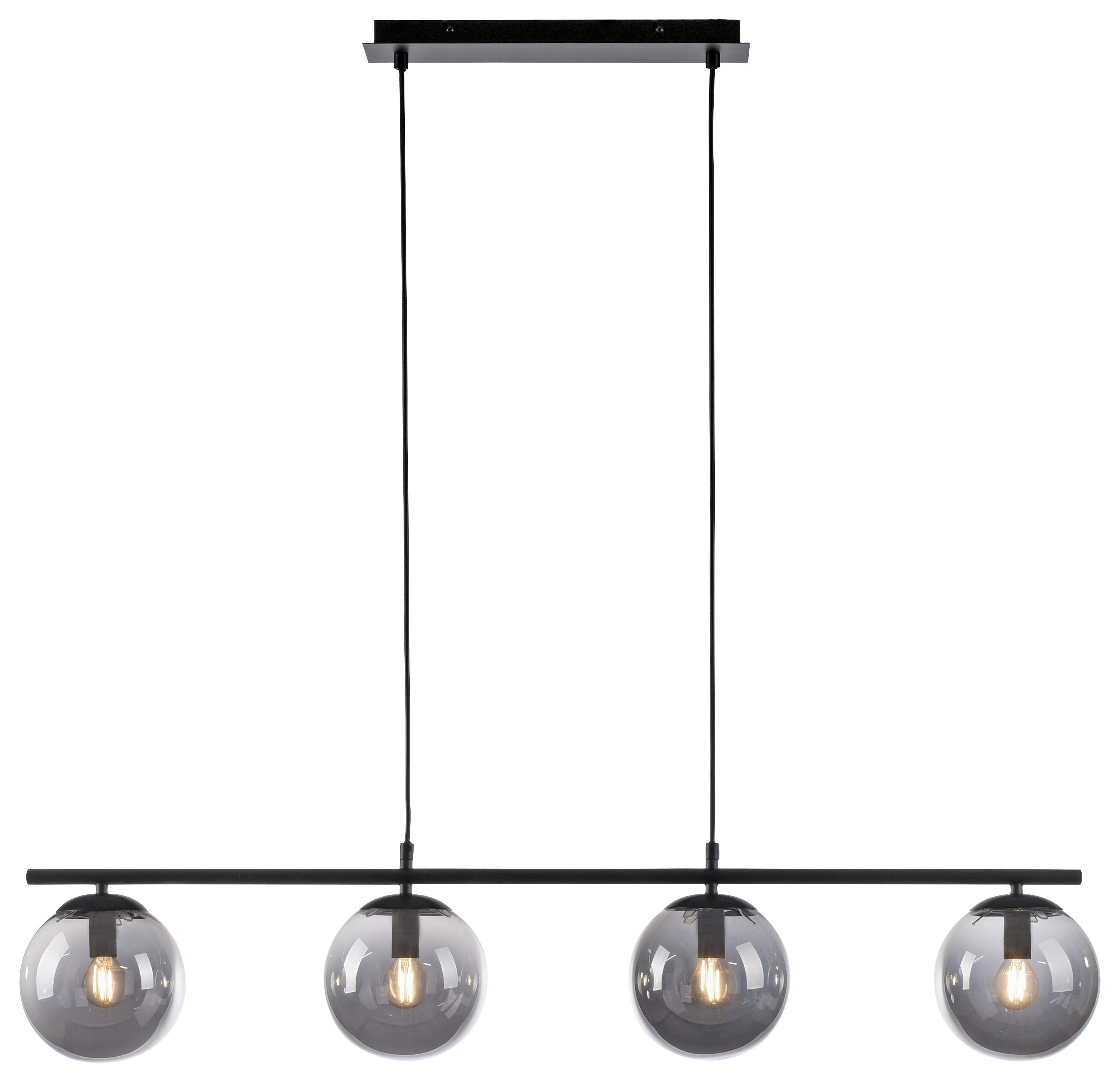 Just Light Pendelleuchte BIG WIDOW 14604-18 schwarz Metall Rauchglas B/H: ca. 100x150 cm E14 4 Brennstellen