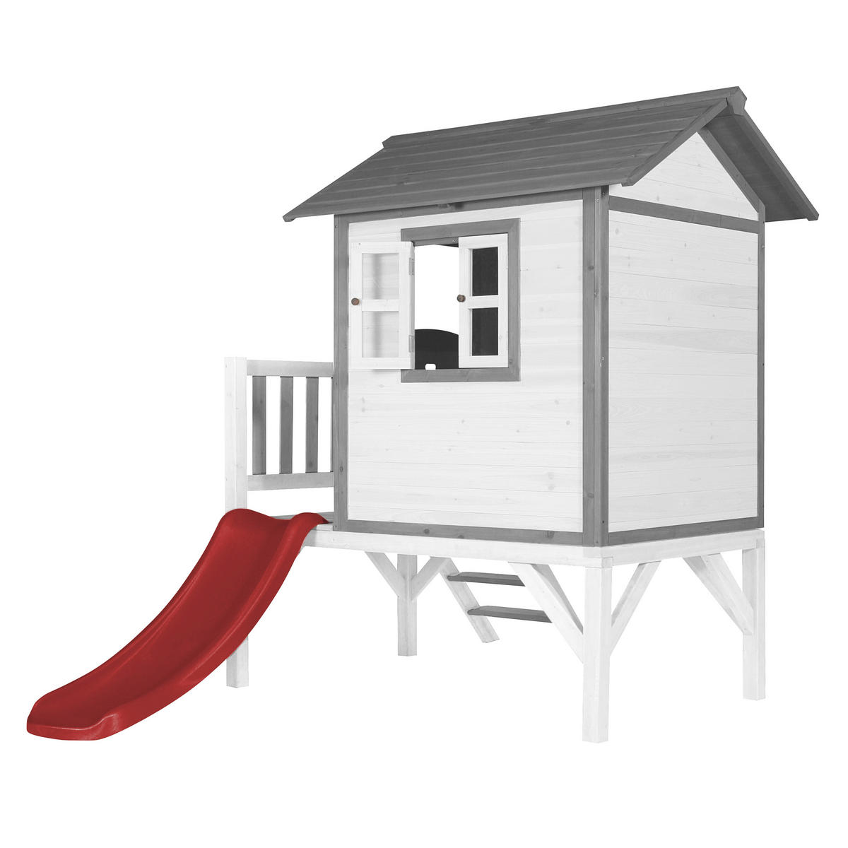 AXI Spielhaus Lodge XL grau B/H/T: ca. 240x189x167 cm Lodge XL - weiß/rot (240,00/189,00/167,00cm) - AXI