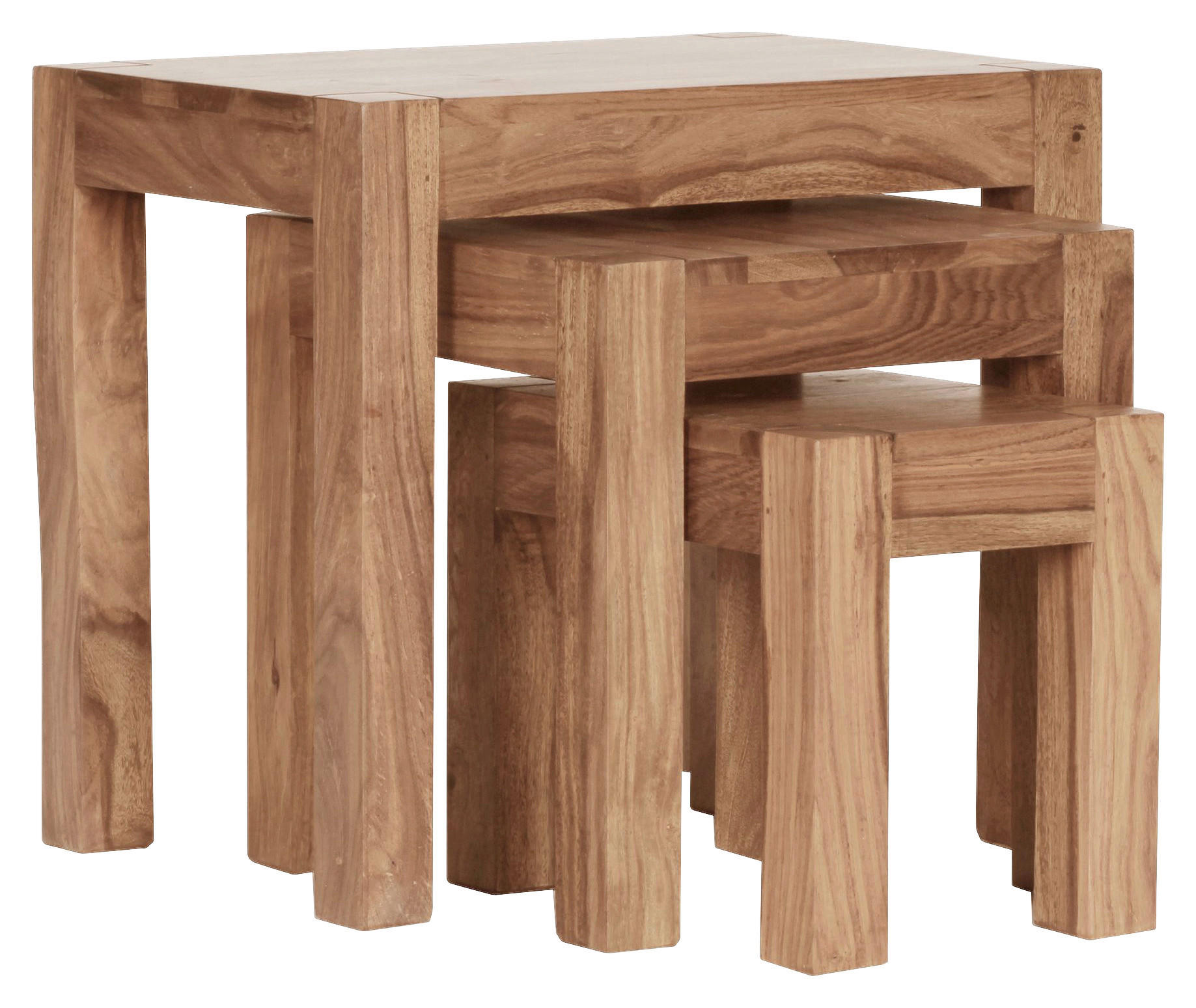 Beistelltisch 3er-Set natur Akazie 3er-Set - natur - Wohnling