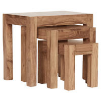Beistelltisch 3er-Set natur Akazie 3er-Set - natur - Wohnling