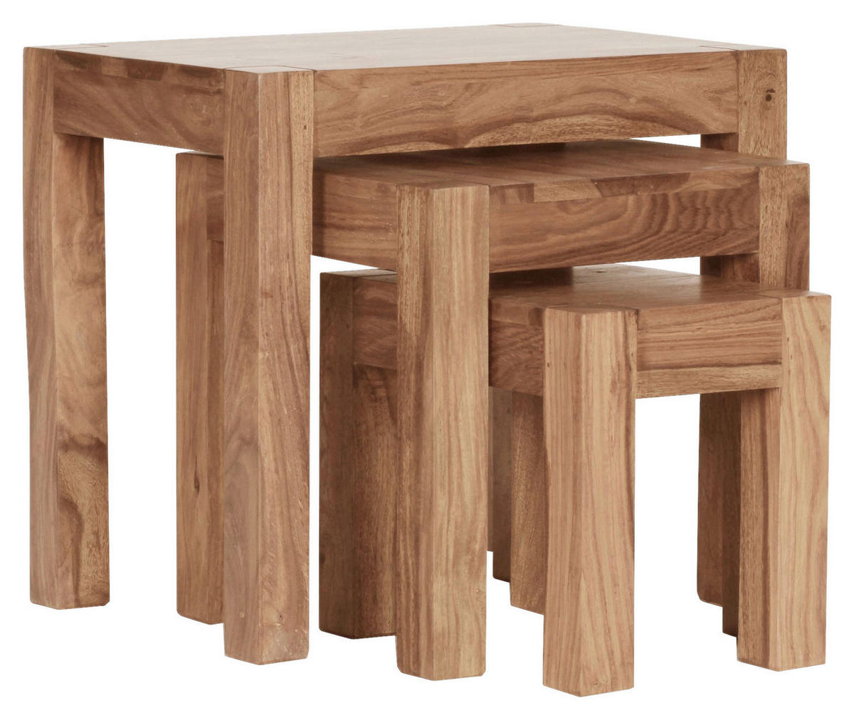 Beistelltisch 3er-Set natur Akazie 3er-Set - natur - Wohnling