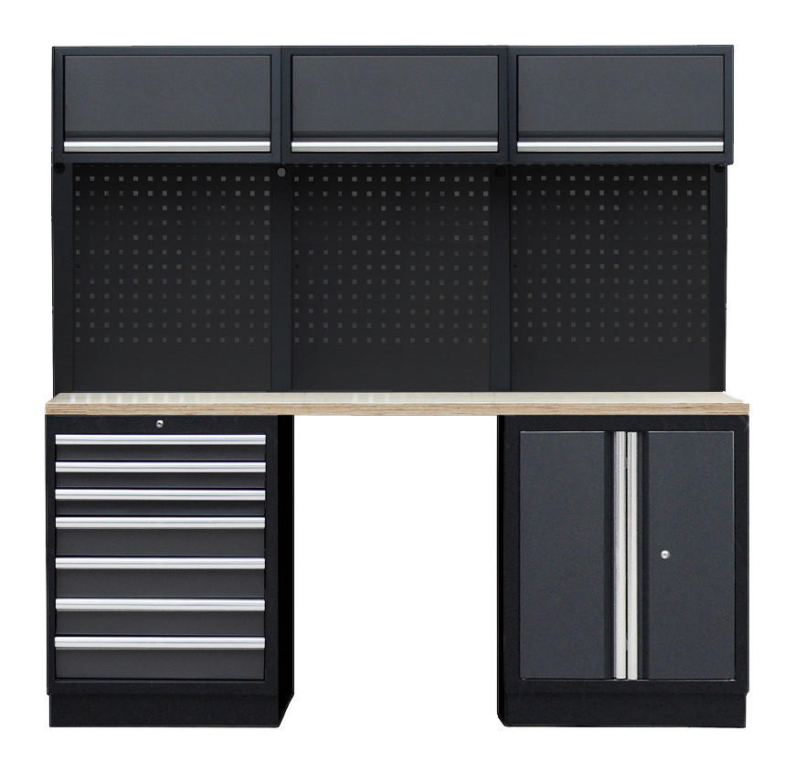 Werkstatteinrichtung Apollo anthrazit B/H/L: ca. 204x200x46 cm Apollo - schwarz/anthrazit (46,00/204,00/200,00cm) - Feistos