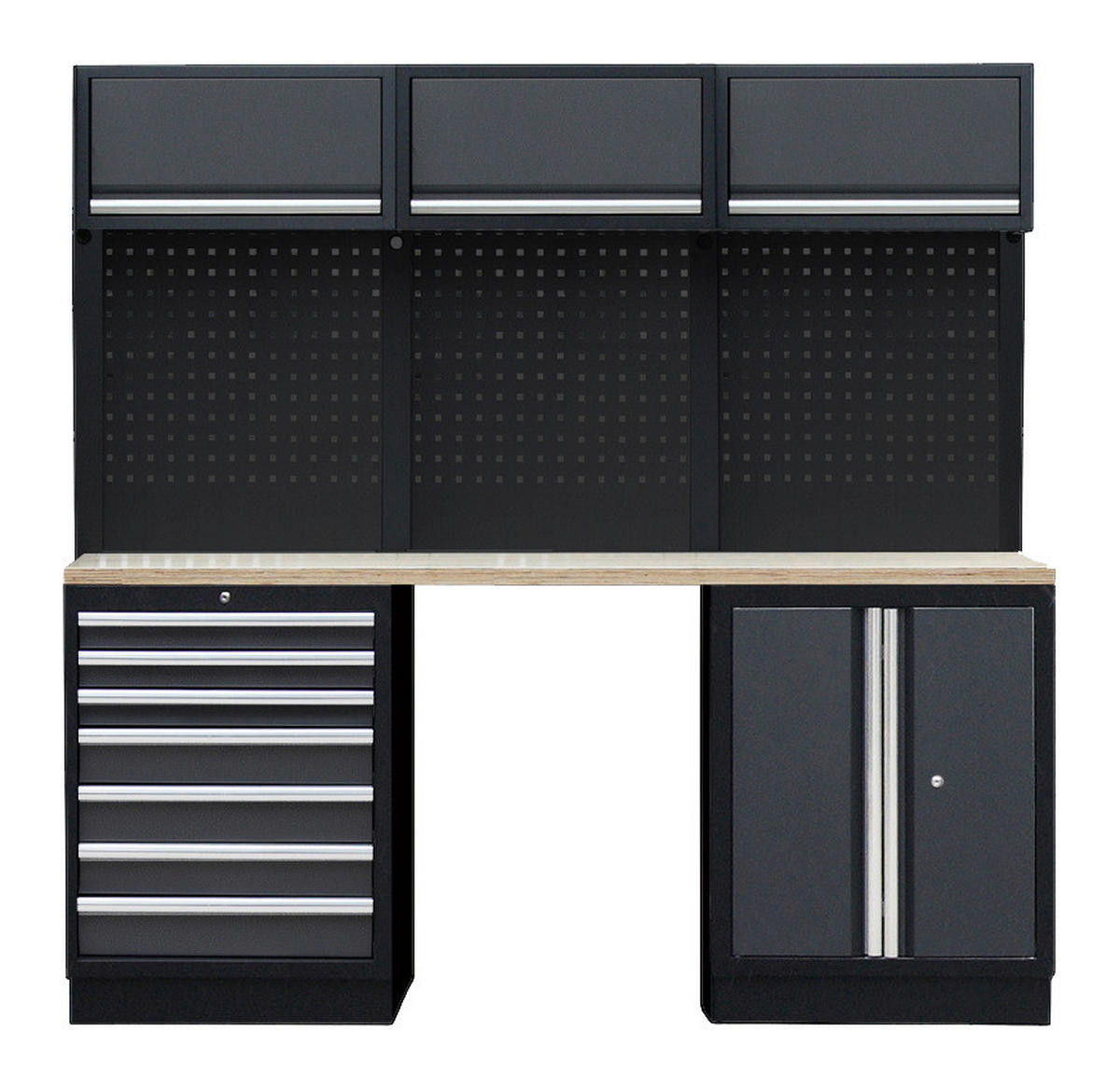 Werkstatteinrichtung Apollo anthrazit B/H/L: ca. 204x200x46 cm Apollo - schwarz/anthrazit (46,00/204,00/200,00cm) - Feistos