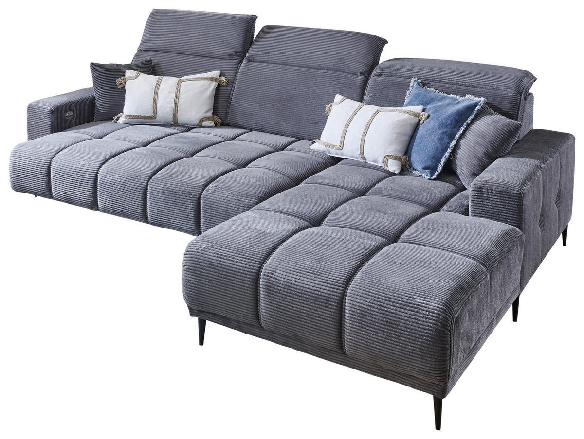 Ecksofa Livorno dunkelgrau Microfaser B/H/T: ca. 286x107x115 cm Livorno - schwarz/dunkelgrau (286,00/107,00/115,00cm)