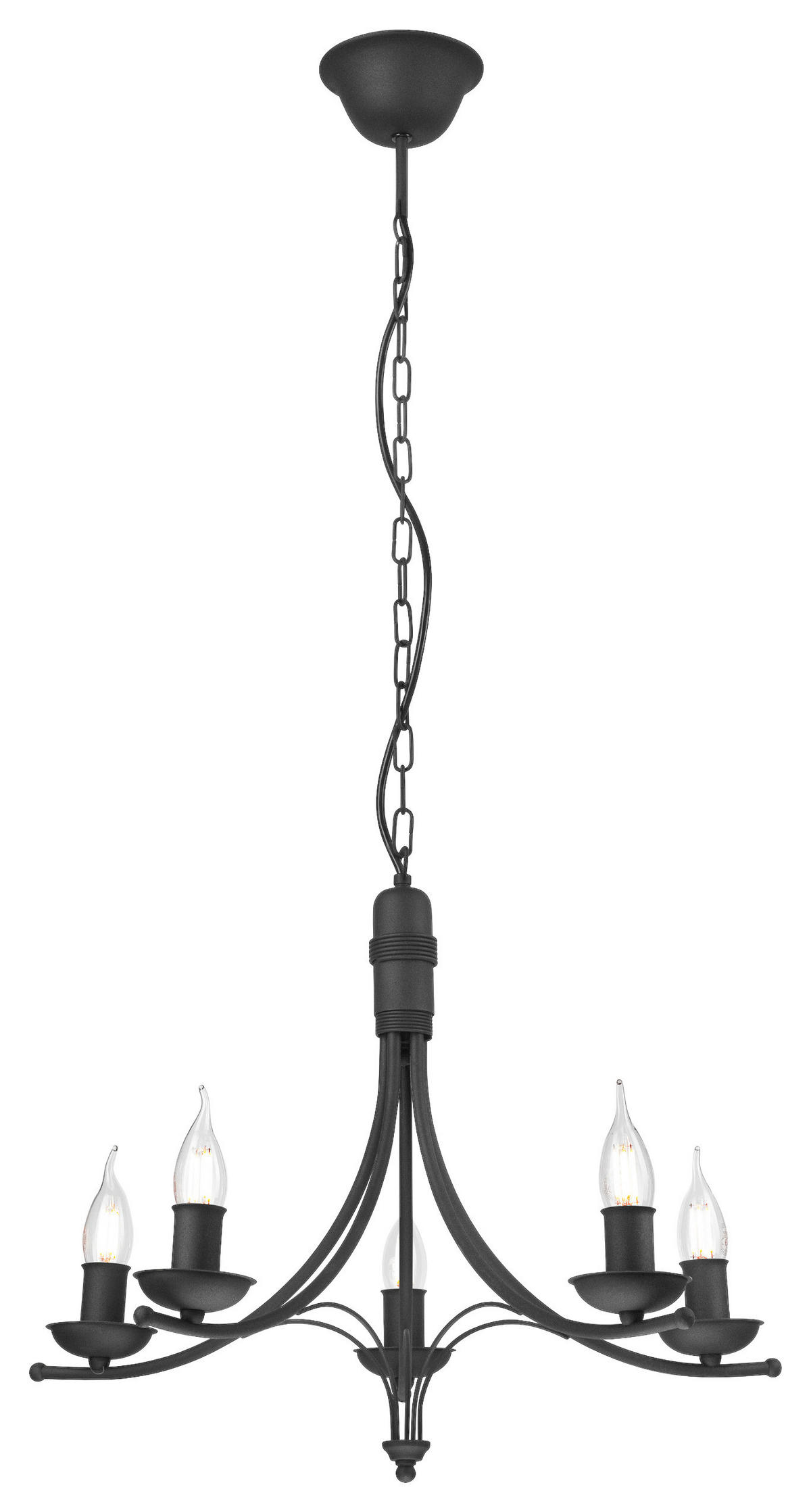 Lamkur Pendelleuchte LUCY 44101 schwarz Stahl H/L: ca. 100x58 cm E14 5 Brennstellen Lucy - schwarz (58,00cm) - Lamkur