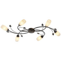 GLOBO Deckenleuchte VENEZIA 60800623X warmweiß rost Glas Metall B/H/L: ca. 55x22x106 cm E14 6 Brennstellen VENEZIA - warmweiß/rost (106,00/55,00/22,00cm) - GLOBO