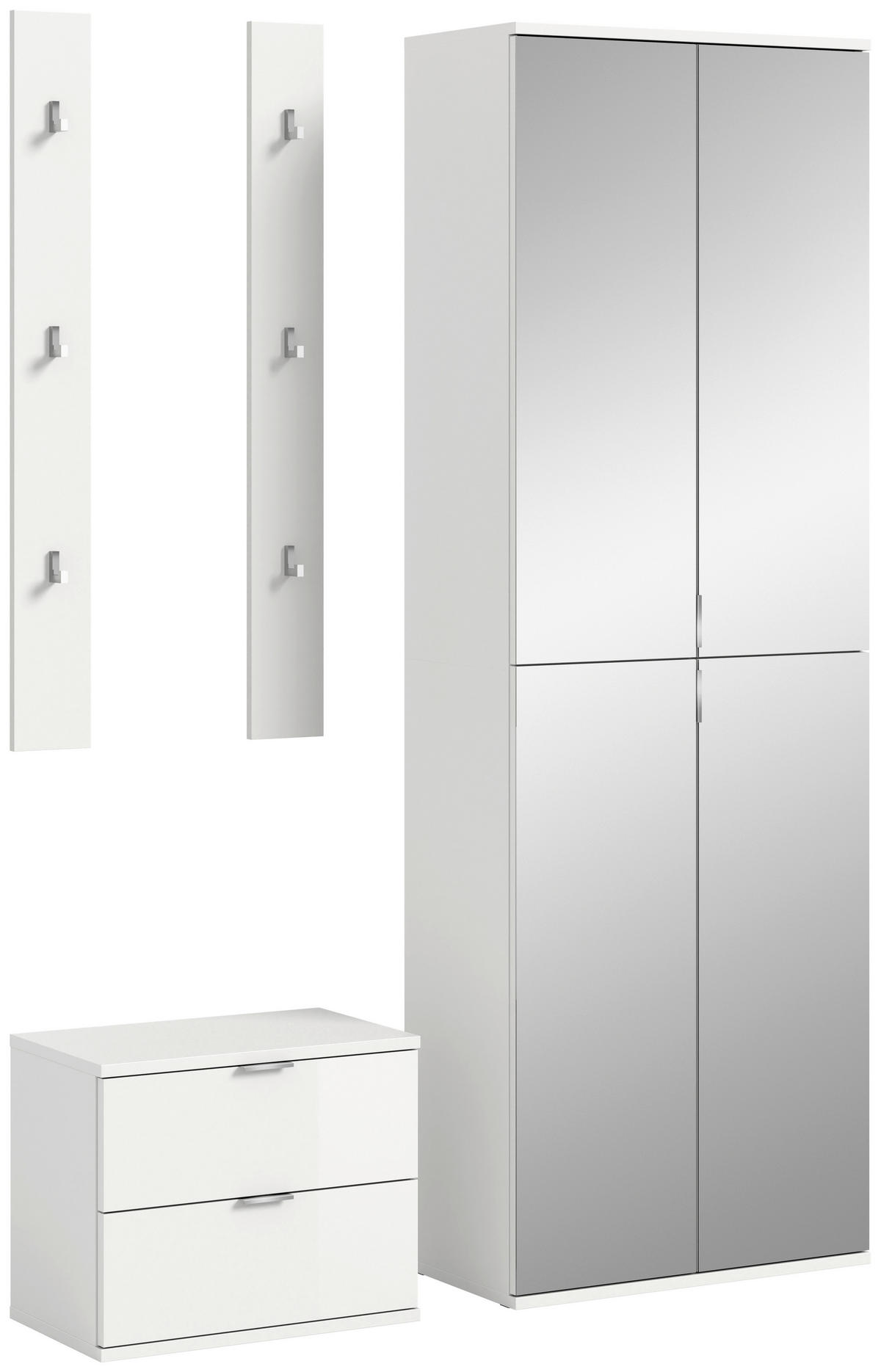 Garderobe PROJEKT X weiß weiß Hochglanz B/H/T: ca. 128x191x37 cm PROJEKT X - weiß (128,00/191,00/37,00cm) - xonox.home