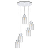 SPOT Light Pendelleuchte weiß transparent Metall Glas D: ca. 35 cm E27 5 Brennstellen Alessandro - weiß/transparent (35,00cm) - SPOT Light