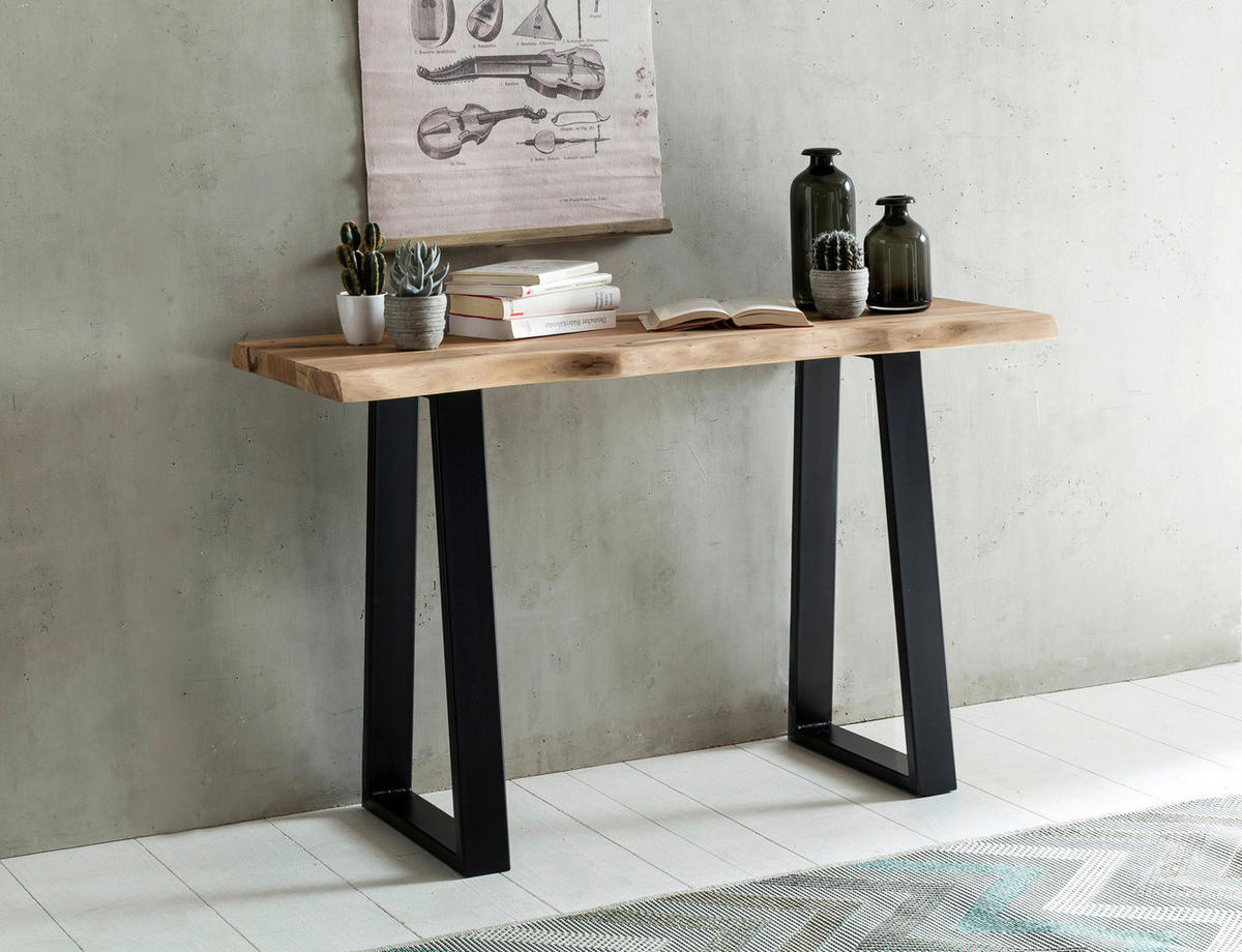 Konsolentisch natur schwarz Akazie B/H/T: ca. 120x75x45 cm Konsolentisch - natur/schwarz (120,00/75,00/45,00cm) - Wohnling