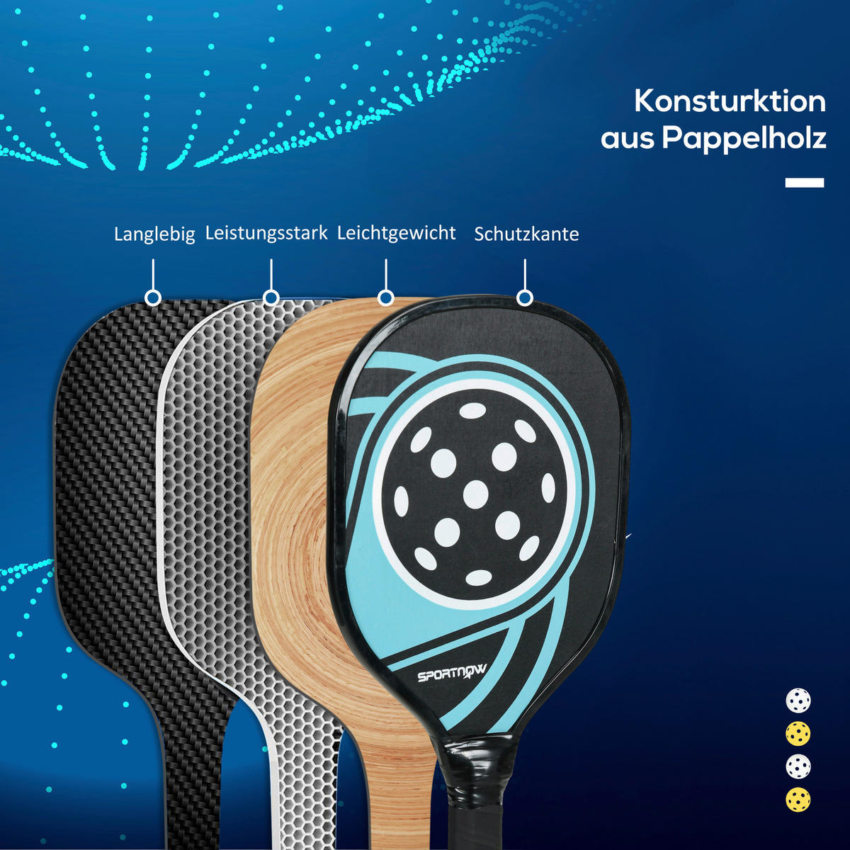 SPORTNOW Spielzeug blau B/H/L: ca. 20x40x3 cm Pickleball-Schläger-Set - blau/schwarz (3,00/20,00/40,00cm) - SPORTNOW