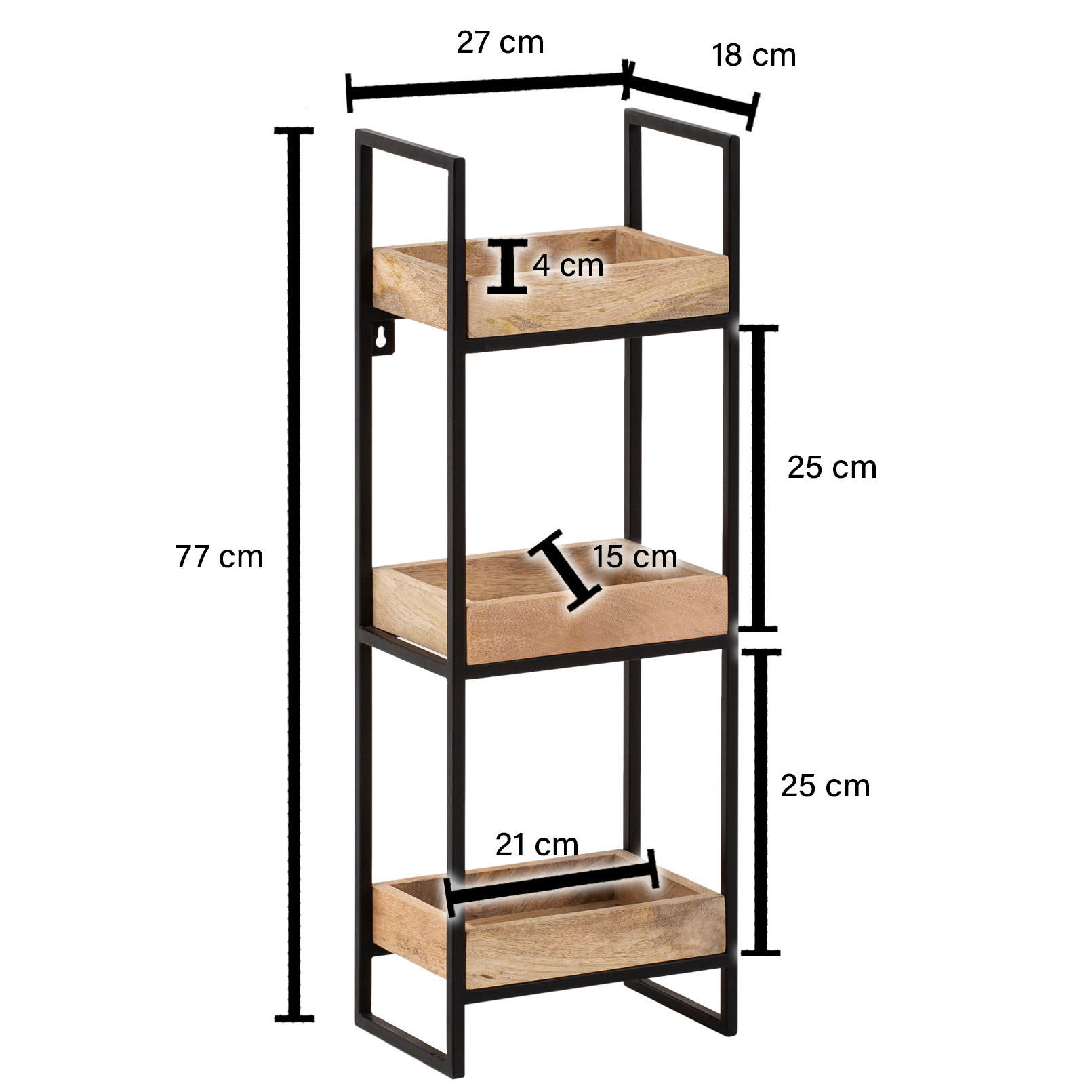 Wandregal B/H/T: ca. 27x77x18 cm Wandregal - (27,00/77,00/18,00cm) - Wohnling