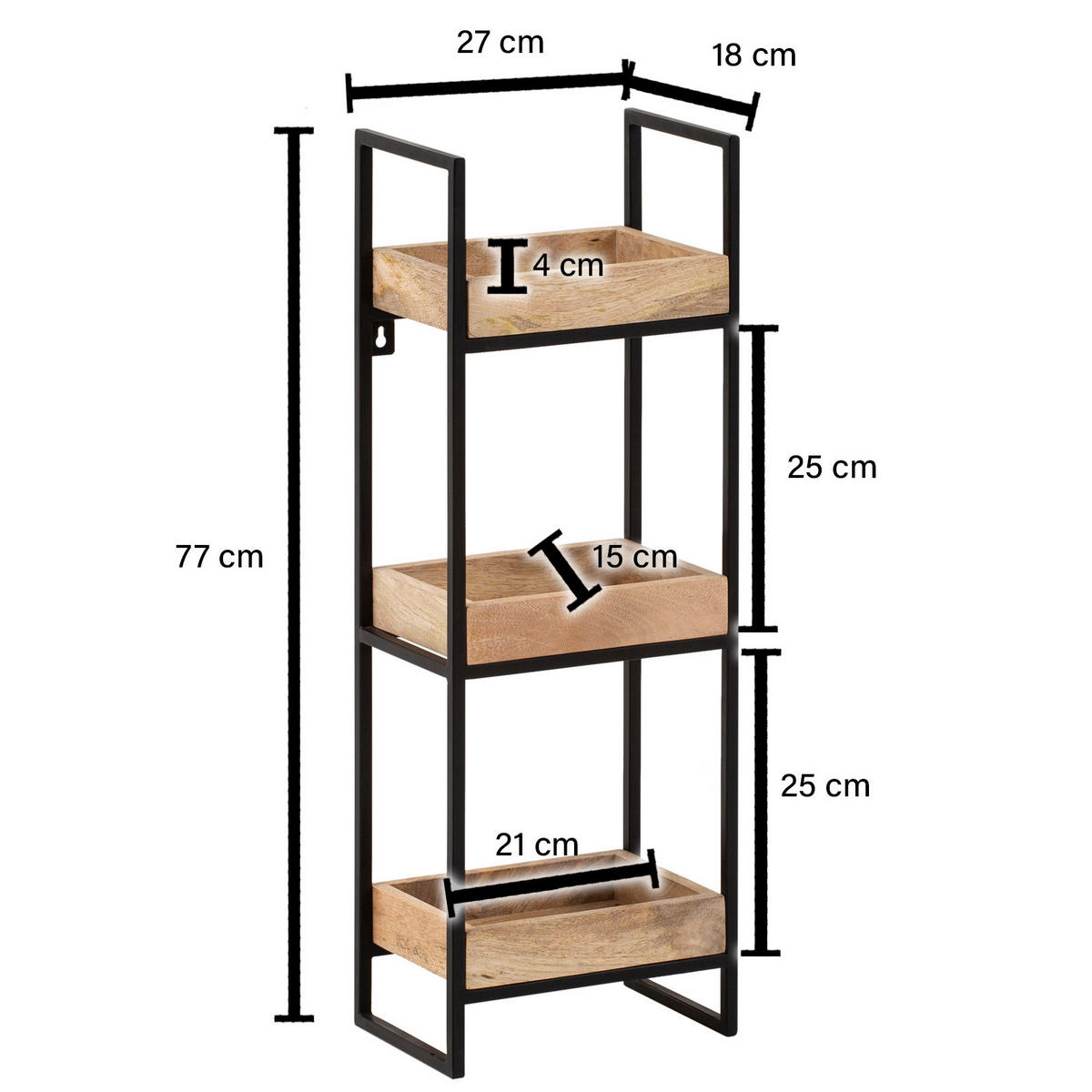 Wandregal B/H/T: ca. 27x77x18 cm Wandregal - (27,00/77,00/18,00cm) - Wohnling
