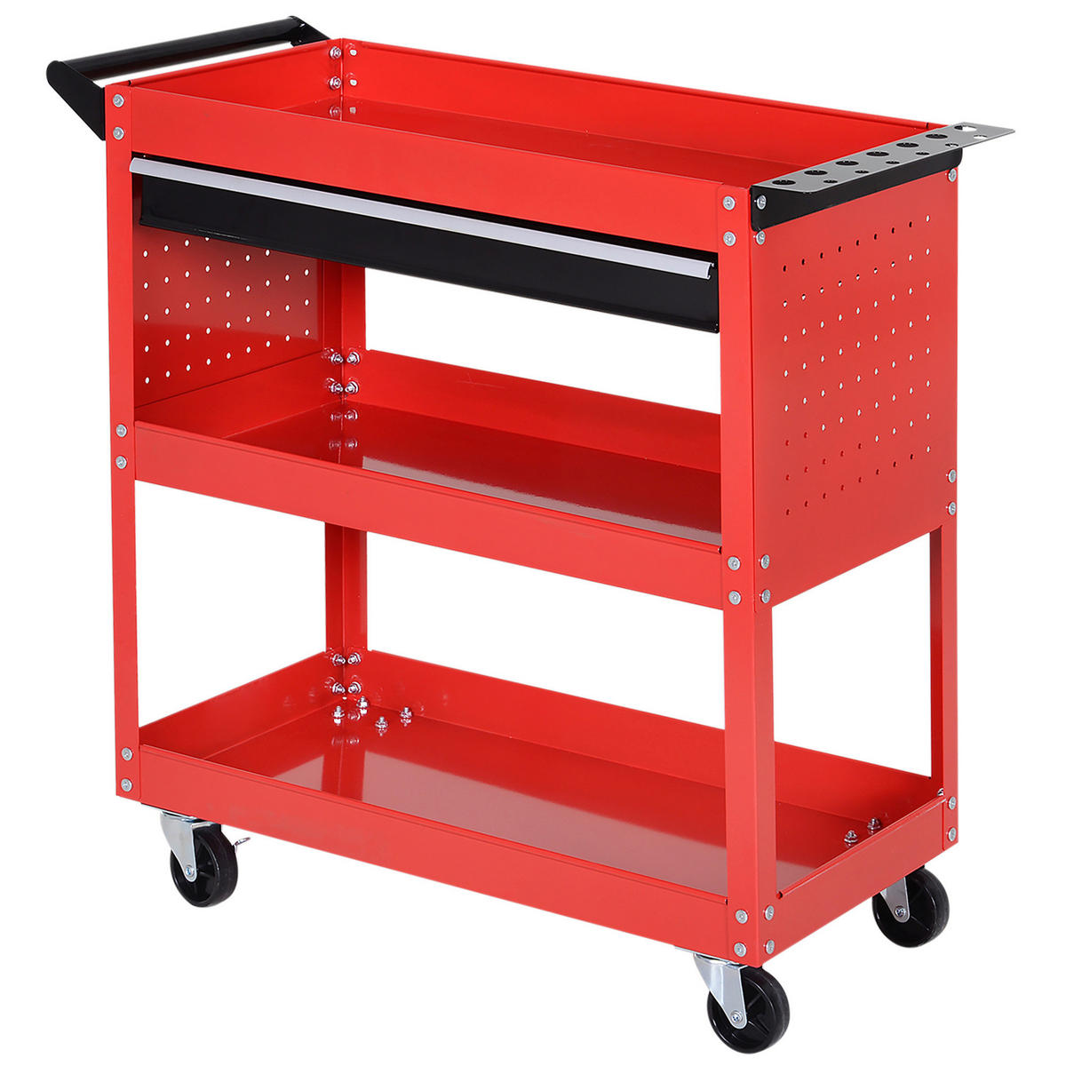 Werkstatt-Zubehör schwarz B/H/L: ca. 35x82x76 cm Werkstatt-Rollwagen - rot/schwarz (76,00/35,00/82,00cm) - HOMCOM