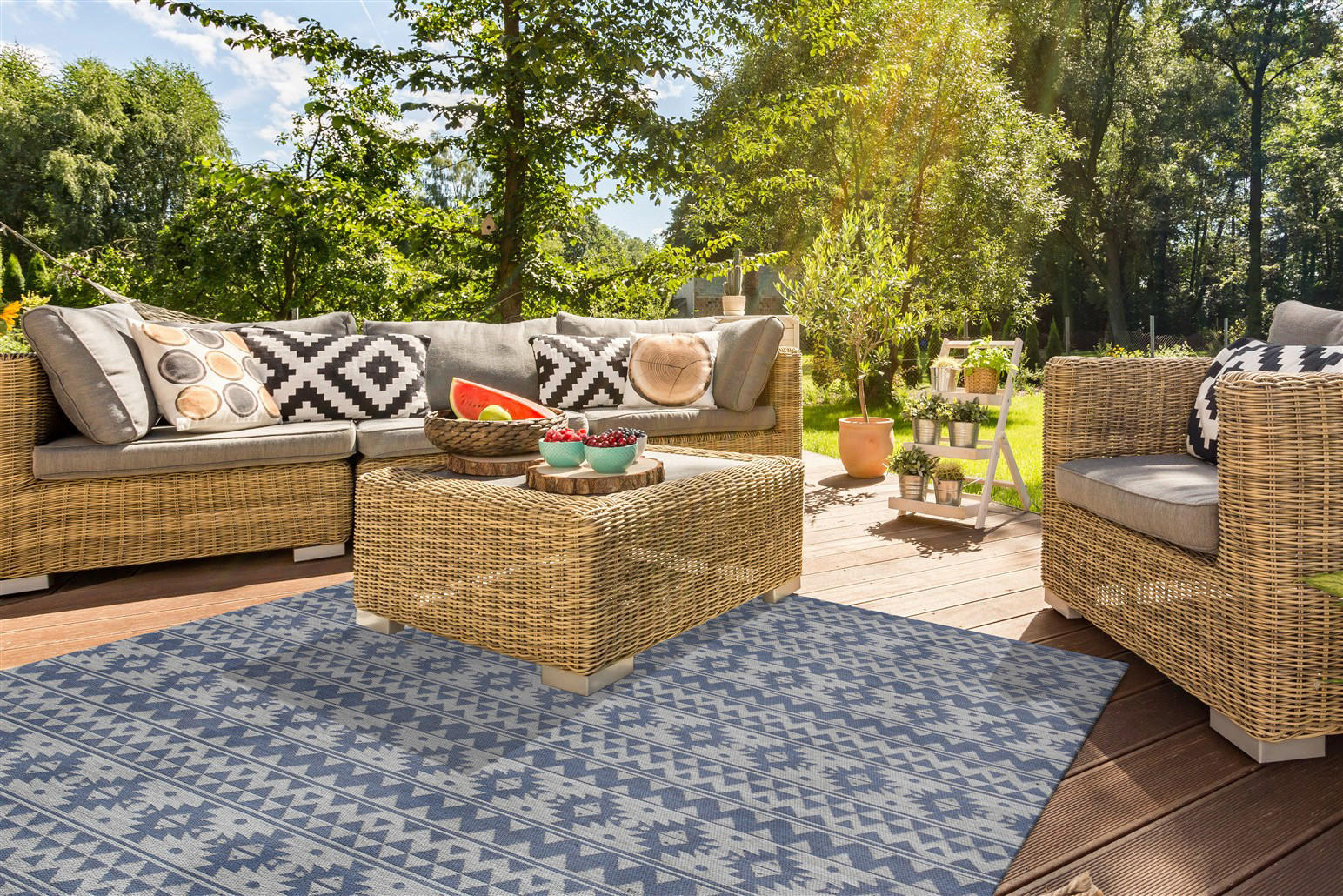 Kayoom Flachgewebeteppich Sunny 210 hellblau B/L: ca. 160x230 cm Sunny 210 - hellblau (160,00/230,00cm) - Kayoom