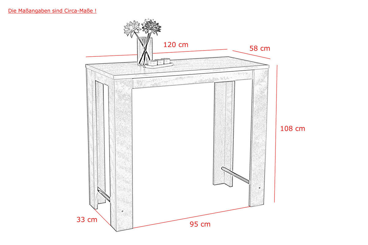 Bartisch 120x108x58 Nachbildung kaufen bei Sonoma Holzwerkstoff T POCO cm online ca. Frieda B/H/T: Eiche ▷