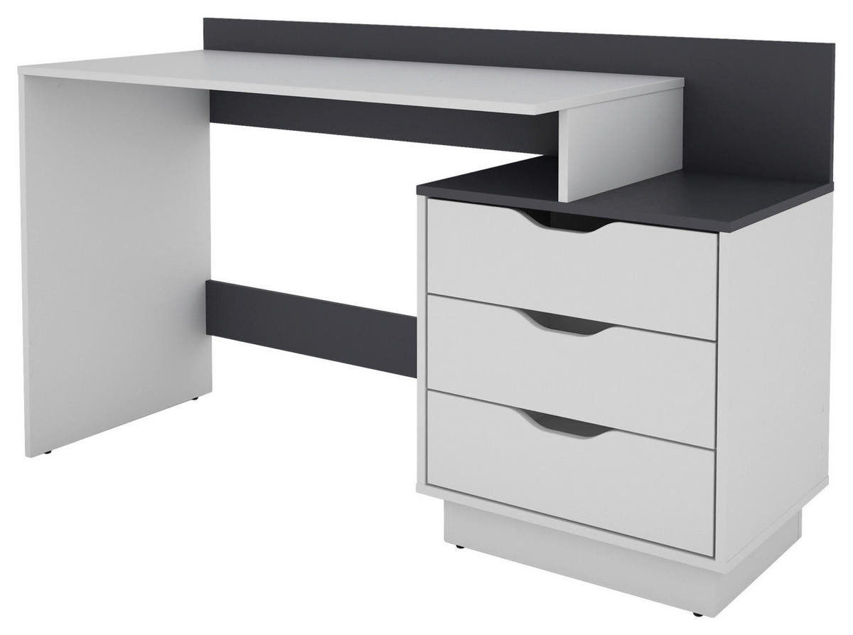Schreibtisch BELFAST weiß anthrazit B/H/T: ca. 138x83,5x51,5 cm BELFAST - weiß/anthrazit (138,00/83,50/51,50cm) - byLIVING