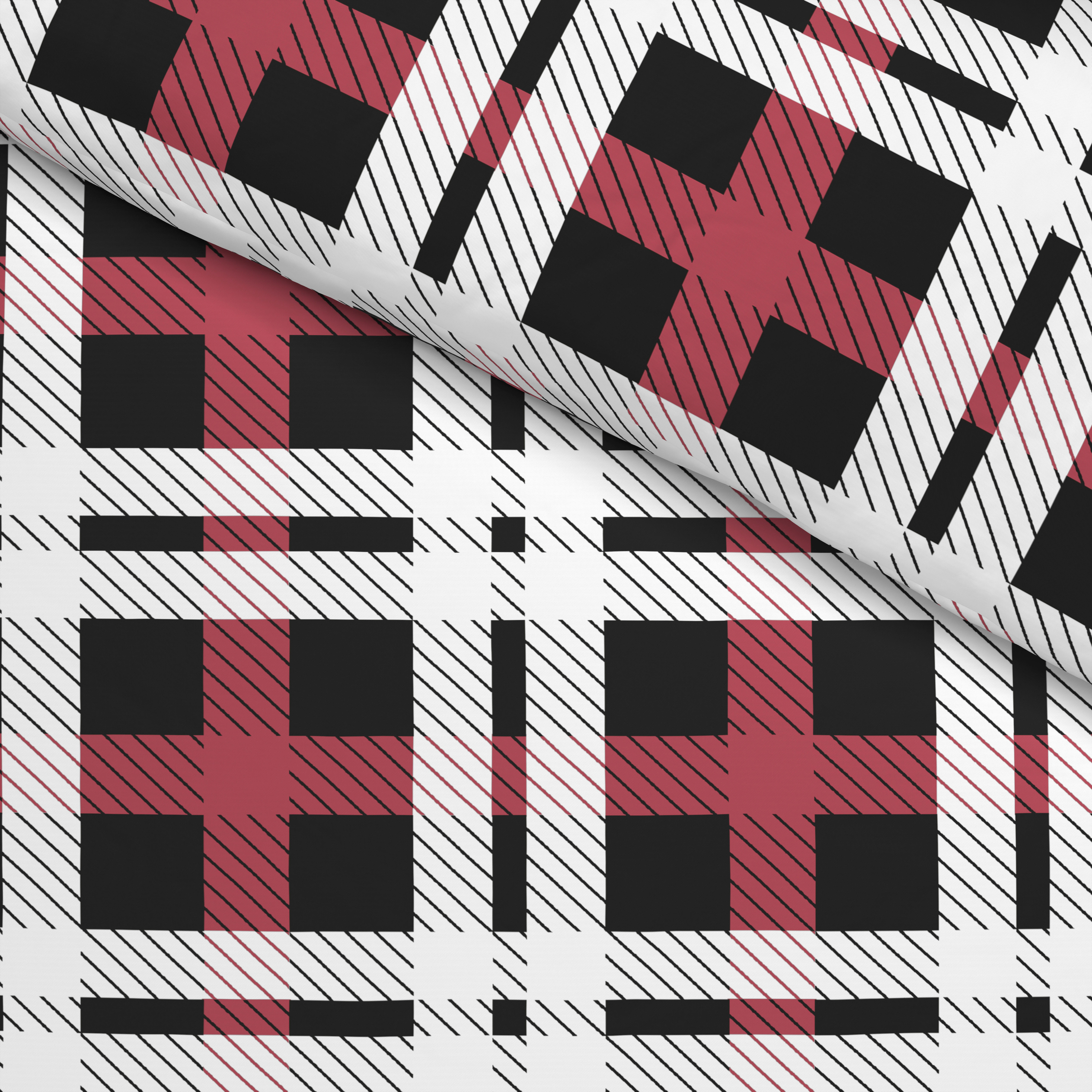 Microfaser Bettwäsche Fleece Bettwäsche_Fleece Karos 135x200cm - weiß/rot (135,00/200,00cm)