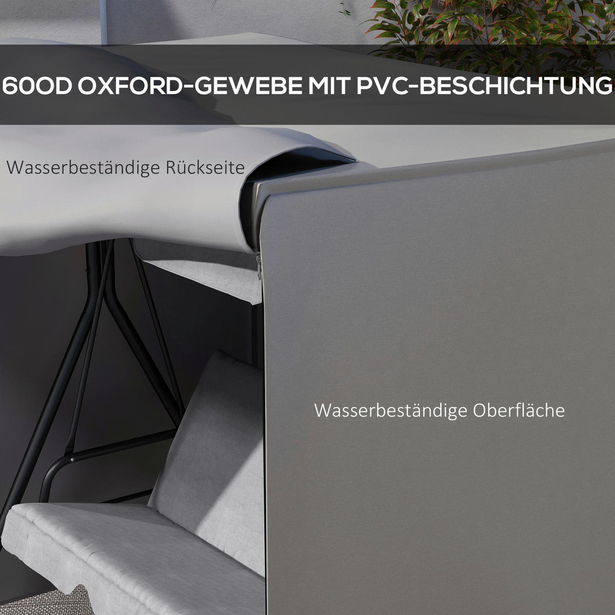 Outsunny Abdeckplane grau Polyester B/H/L: ca. 114x177x152 cm Abdeckhaube_für_Hollywoodschaukeln - grau (152,00/114,00/177,00cm) - Outsunny