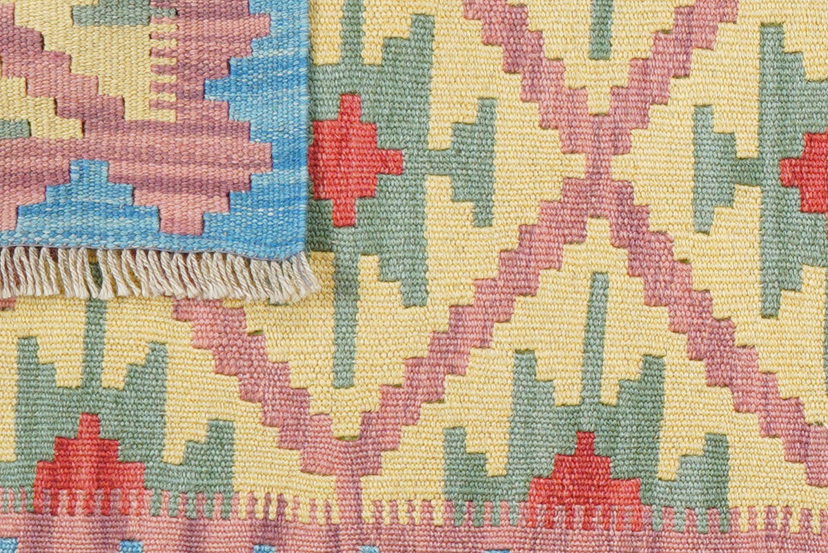 PersaTepp Teppich Kelim Gashgai blau B/H/L: ca. 60x1x198 cm Kelim Gashgai - blau/gelb (198,00/60,00/1,00cm) - PersaTepp