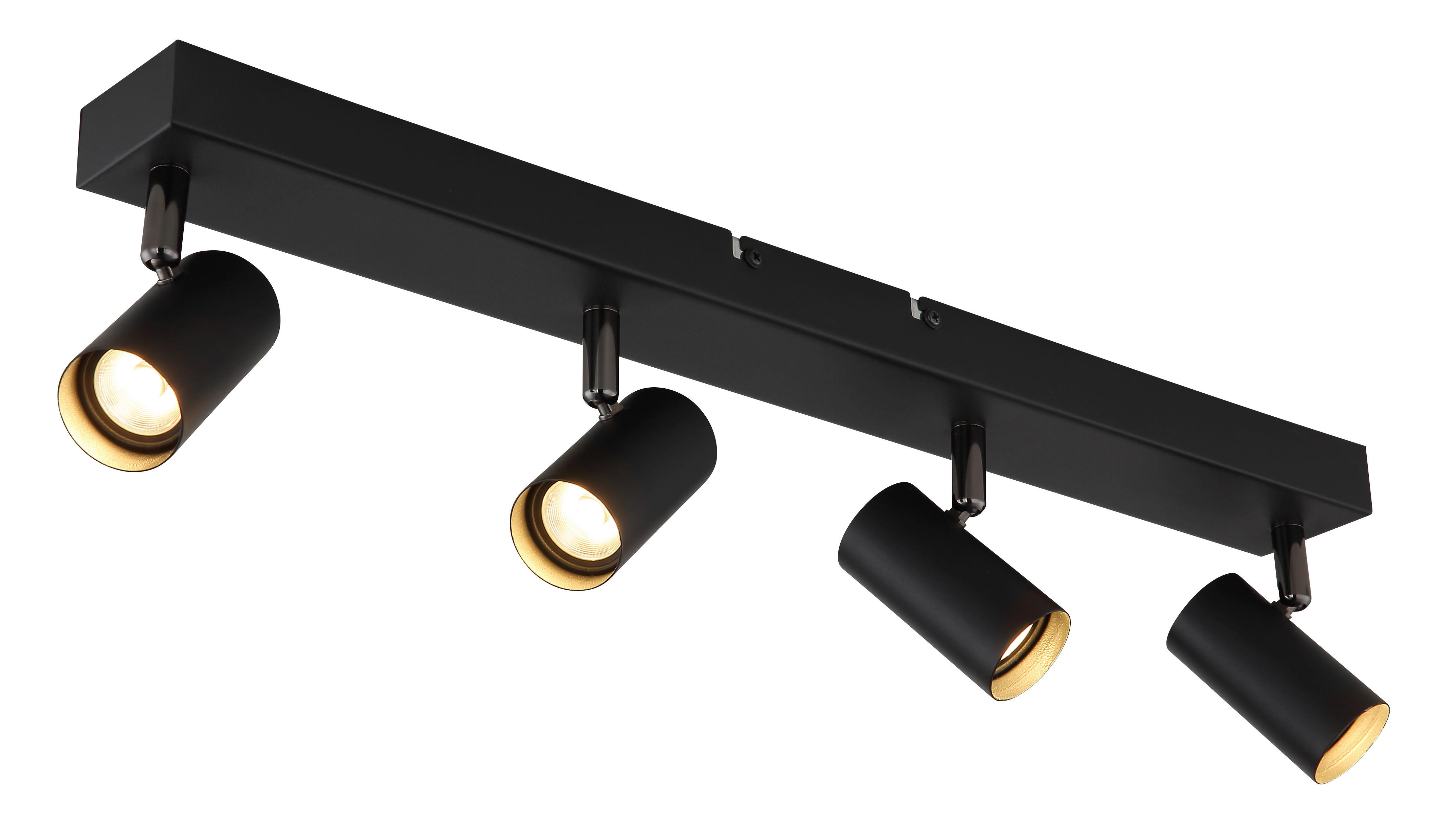 GLOBO Strahler schwarz Chrom Aluminium Metall B/H/L: ca. 7x57x12 cm 4 Brennstellen Strahler-Este - schwarz/Chrom (12,00/7,00/57,00cm) - GLOBO