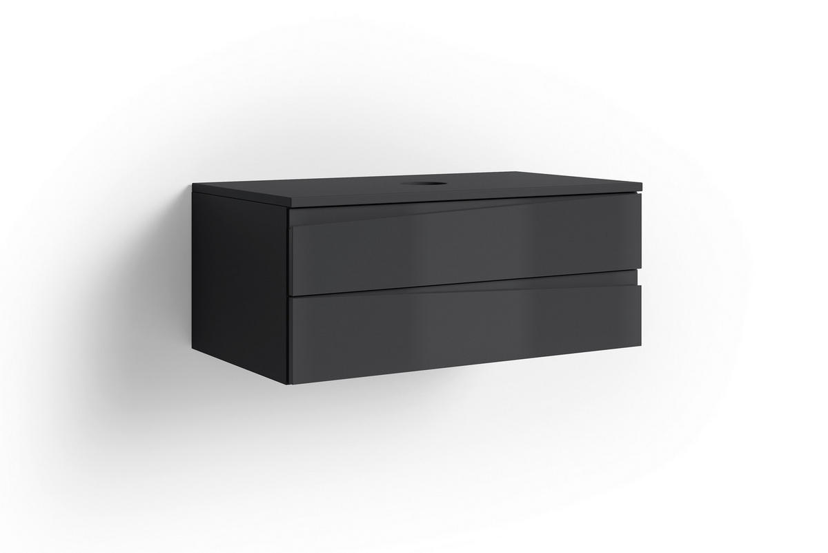 Waschbeckenunterschrank SHAPE anthrazit Hochglanz anthrazit B/H/T: ca. 80x33x47 cm SHAPE - anthrazit (80,00/33,00/47,00cm) - byLIVING