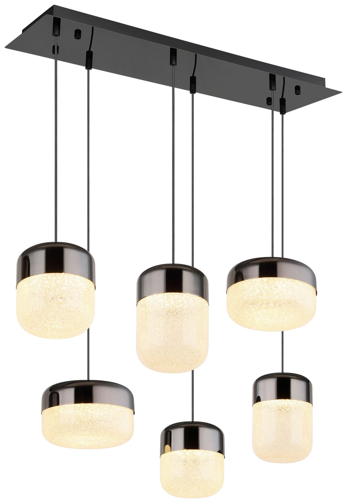 GLOBO LED-Pendelleuchte transparent Graphit Glas Metall B/H/T: ca. 32x150x80 cm CRISTALLICA - Graphit/transparent (32,00/150,00/80,00cm) - GLOBO