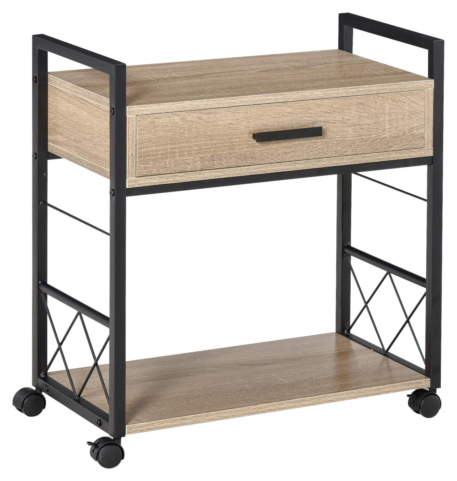 Beistelltisch 833-762AK Eiche Nachbildung B/H/T: ca. 60x65x30 cm 833-762AK - Eiche (60,00/65,00/30,00cm) - HOMCOM