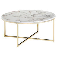 Couchtisch weiß Marmor Optik gold B/H/T: ca. 80x35x80 cm Couchtisch - gold/weiß (80,00/35,00/80,00cm) - Wohnling