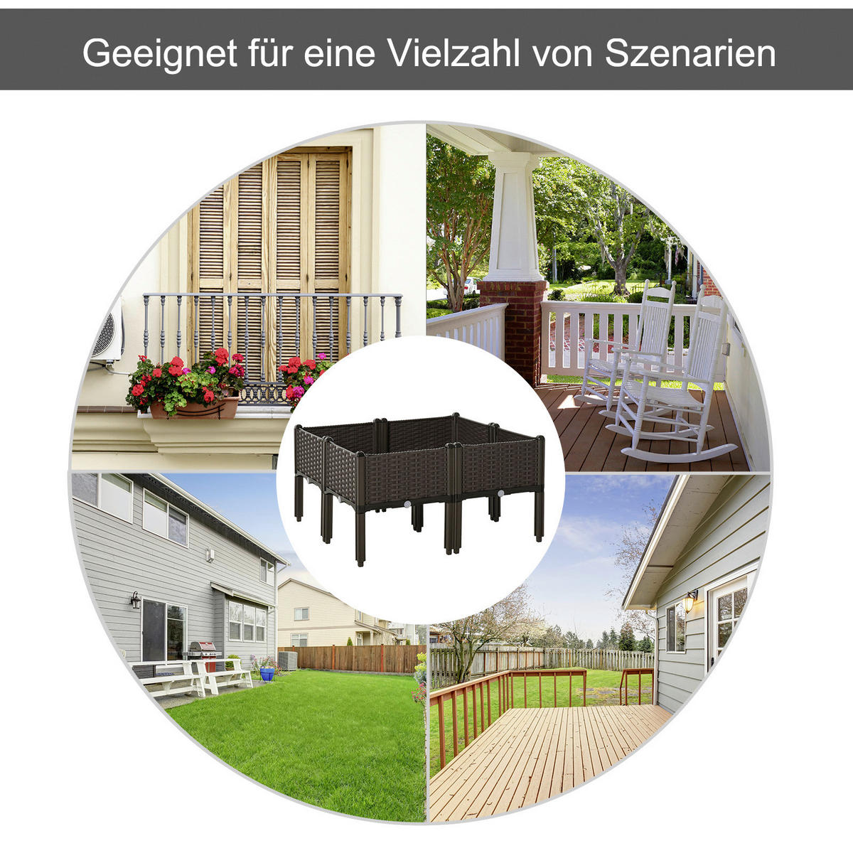 Outsunny Hochbeet kaffee Kunststoff B/H/T: ca. 80x44x80 cm Hochbeet 845-439V01 - kaffee (80,00/44,00/80,00cm) - Outsunny