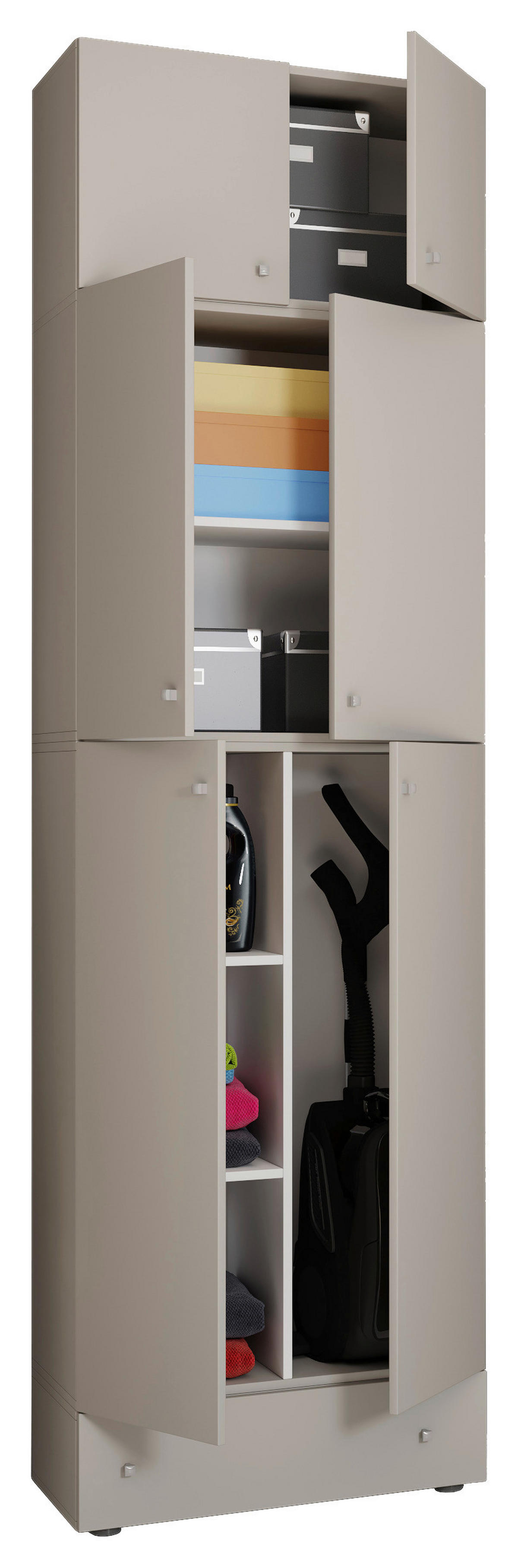 Putzschrank Lona grau weiß B/H/T: ca. 70x240x39 cm Lona - weiß/grau (70,00/240,00/39,00cm) - VCM Möbel
