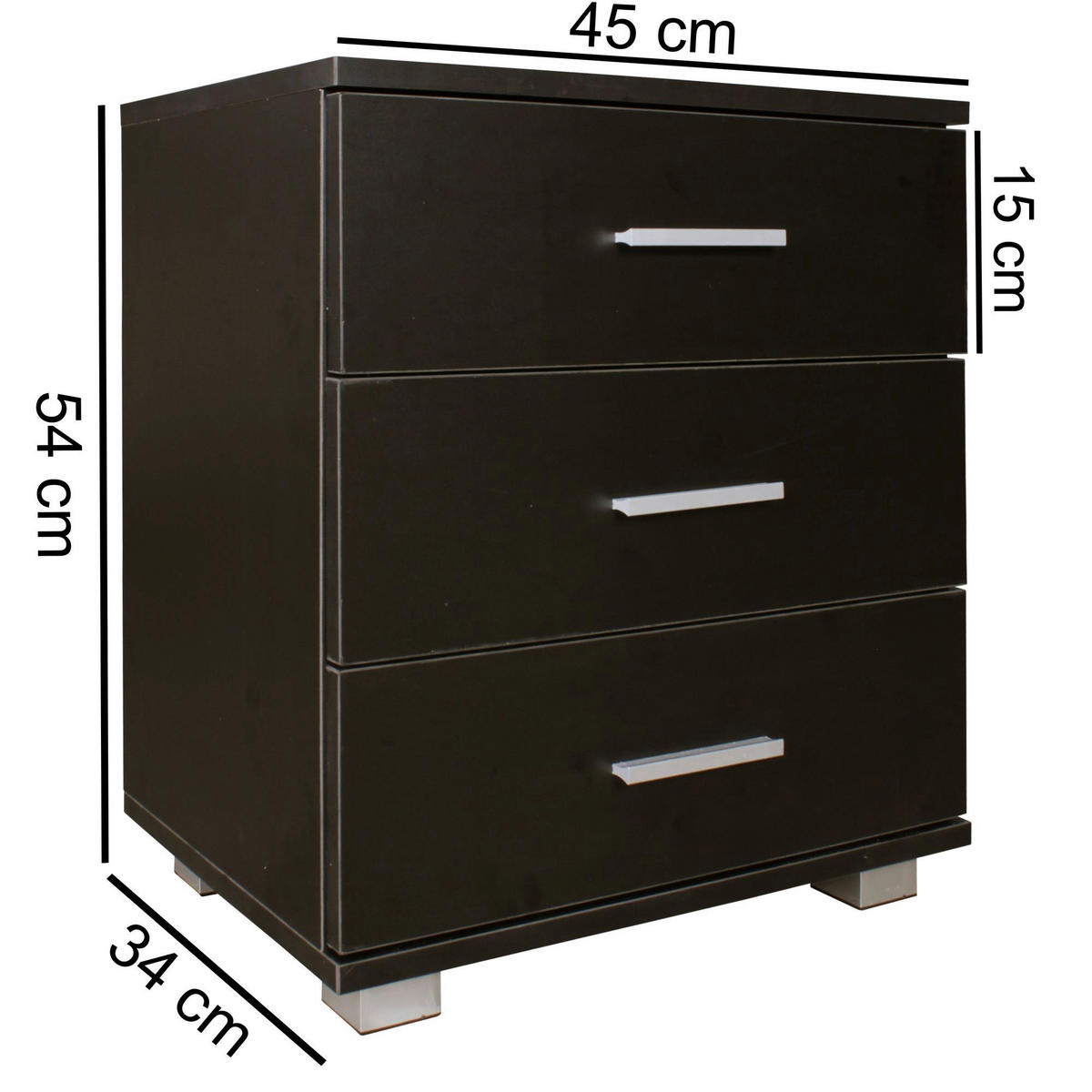 Nachtkonsole schwarz B/H/T: ca. 34x54x45 cm Nachtkonsole LATINA - schwarz (34,00/54,00/45,00cm) - Wohnling