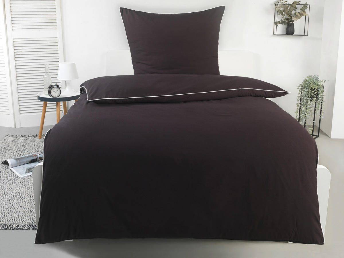 Microfaser Bettwäsche Bettwäsche_Microfaser_Biese - weiß/schwarz (135,00/200,00cm)