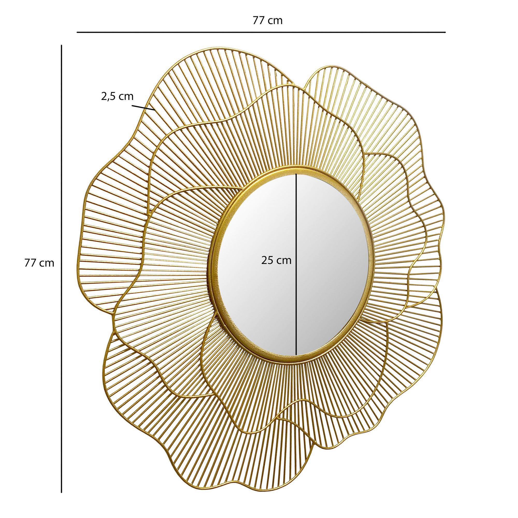 Wandspiegel gold Metall T/D: ca. 2,5x77 cm Wandspiegel - gold (77,00cm) - Wohnling