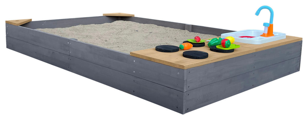 AXI Sandkasten Kelly grau B/H/L: ca. 115x22x180 cm Kelly - braun/grau (180,00/115,00/22,00cm) - AXI