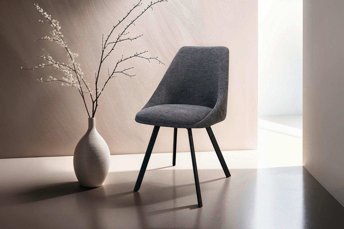 Stuhl JASPER 2er-Set. anthrazit Webstoff B/H/T: ca. 55x83x59 cm JASPER 2er-Set. - schwarz/anthrazit (55,00/83,00/59,00cm) - byLIVING
