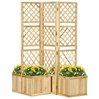 Outsunny Paravent mit Blumenkasten Paravent_mit_Blumenkasten - natur (133,00/62,00/165,00cm) - Outsunny