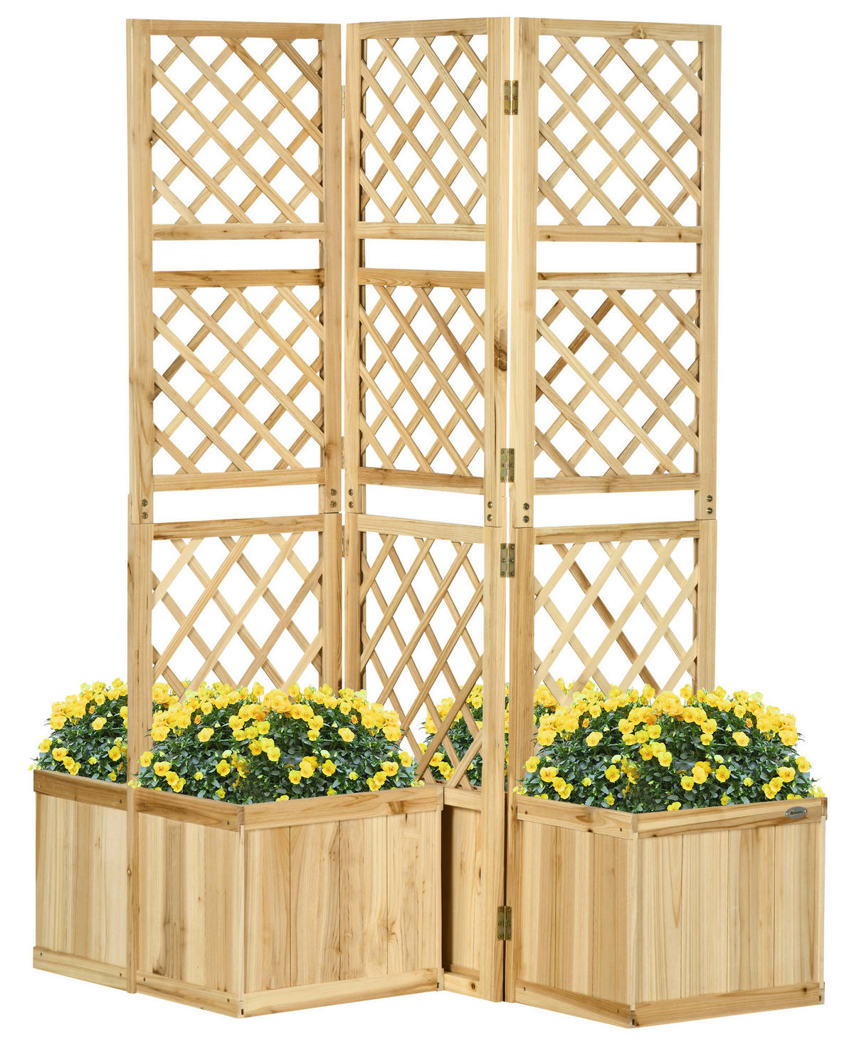 Outsunny Paravent mit Blumenkasten Paravent_mit_Blumenkasten - natur (133,00/62,00/165,00cm) - Outsunny