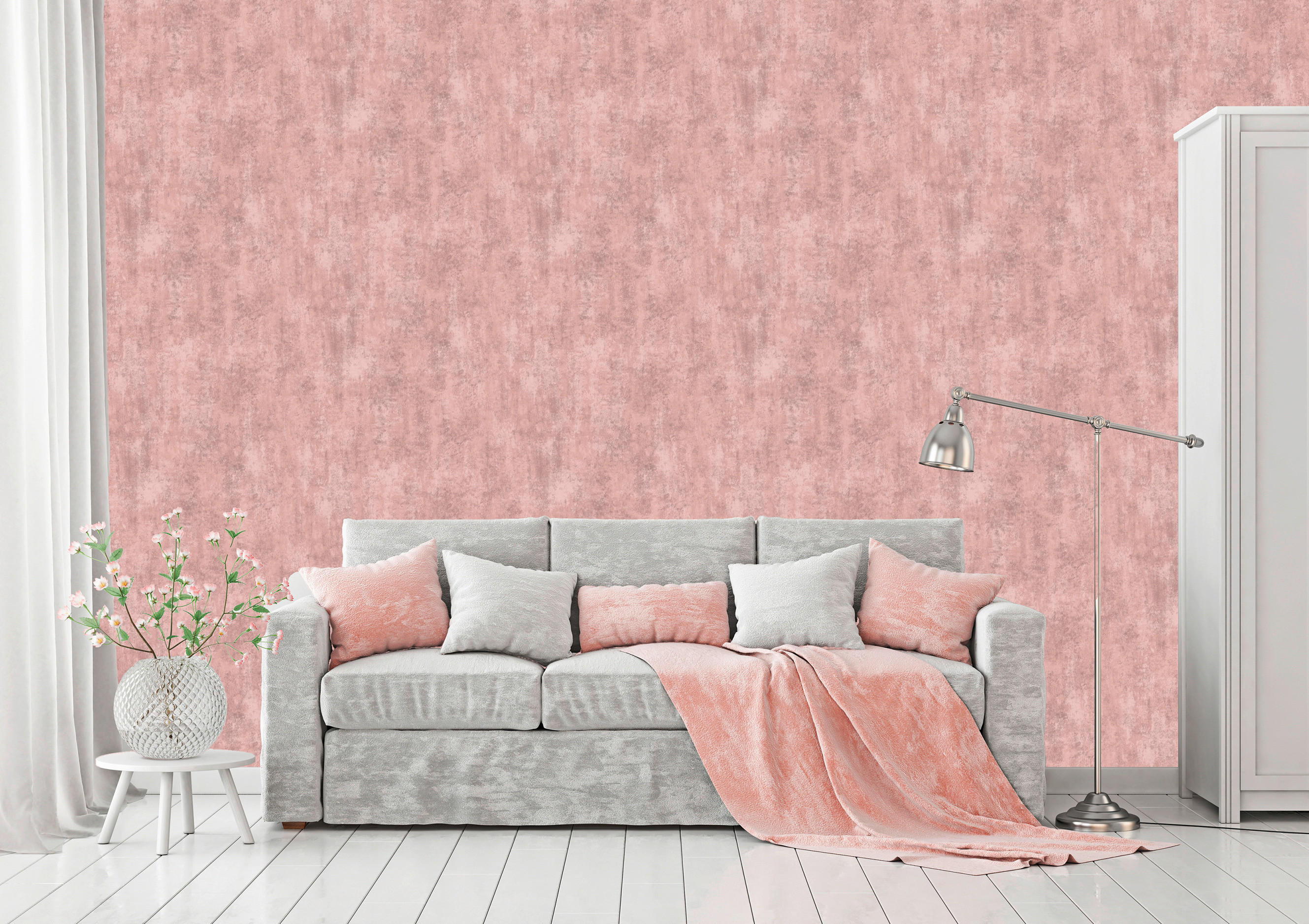 Thumbnail - UGEPA Vinyltapete Putzoptik rosa B/L: ca. 53x1005 cm