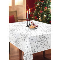 Milano Abwaschbarer Tischbelag Sterne weiß B: ca. 140 cm Sterne - weiß/silber (140,00cm) - Milano