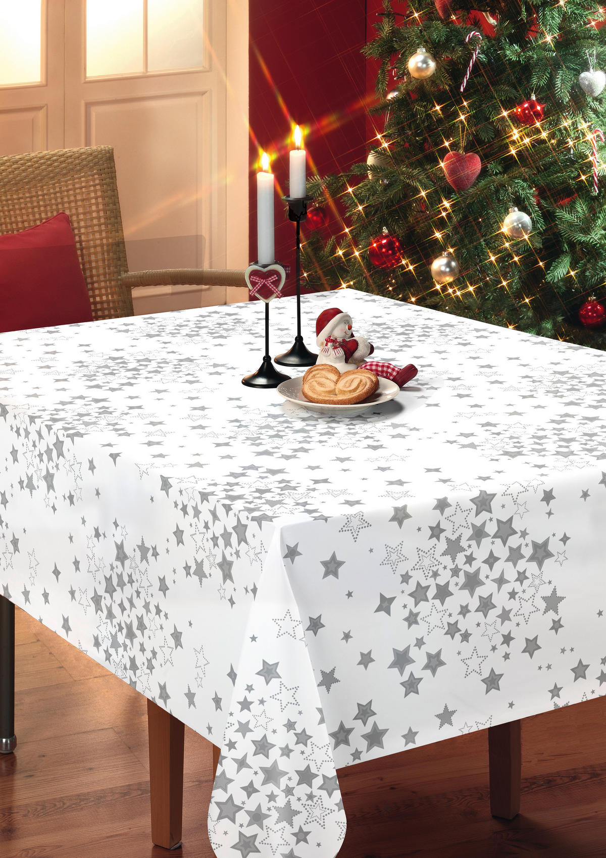 Milano Abwaschbarer Tischbelag Wichtel rot B: ca. 140 cm Wichtel - rot/Silbergrau (140,00cm) - Milano