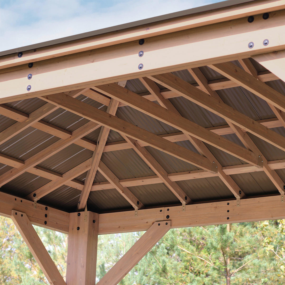 Westmann Pavillon Devon natur Holz B/H/L: ca. 490x315x371 cm Devon - natur/grau (371,00/490,00/315,00cm) - Westmann