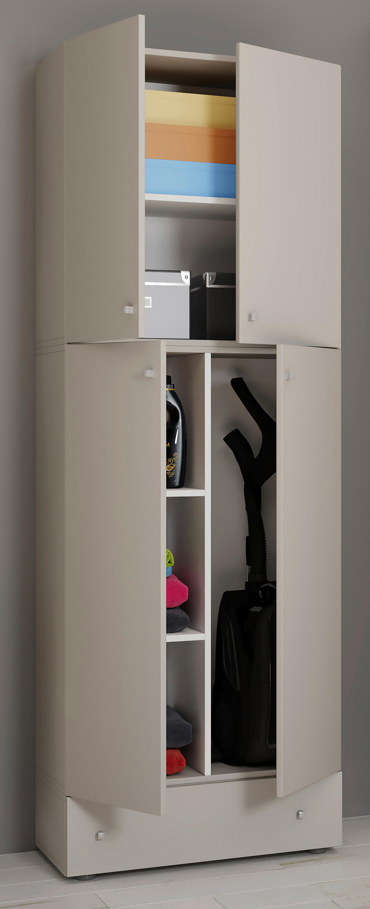 Putzschrank Lona grau weiß B/H/T: ca. 70x200x39 cm Lona - weiß/grau (70,00/200,00/39,00cm) - VCM Möbel