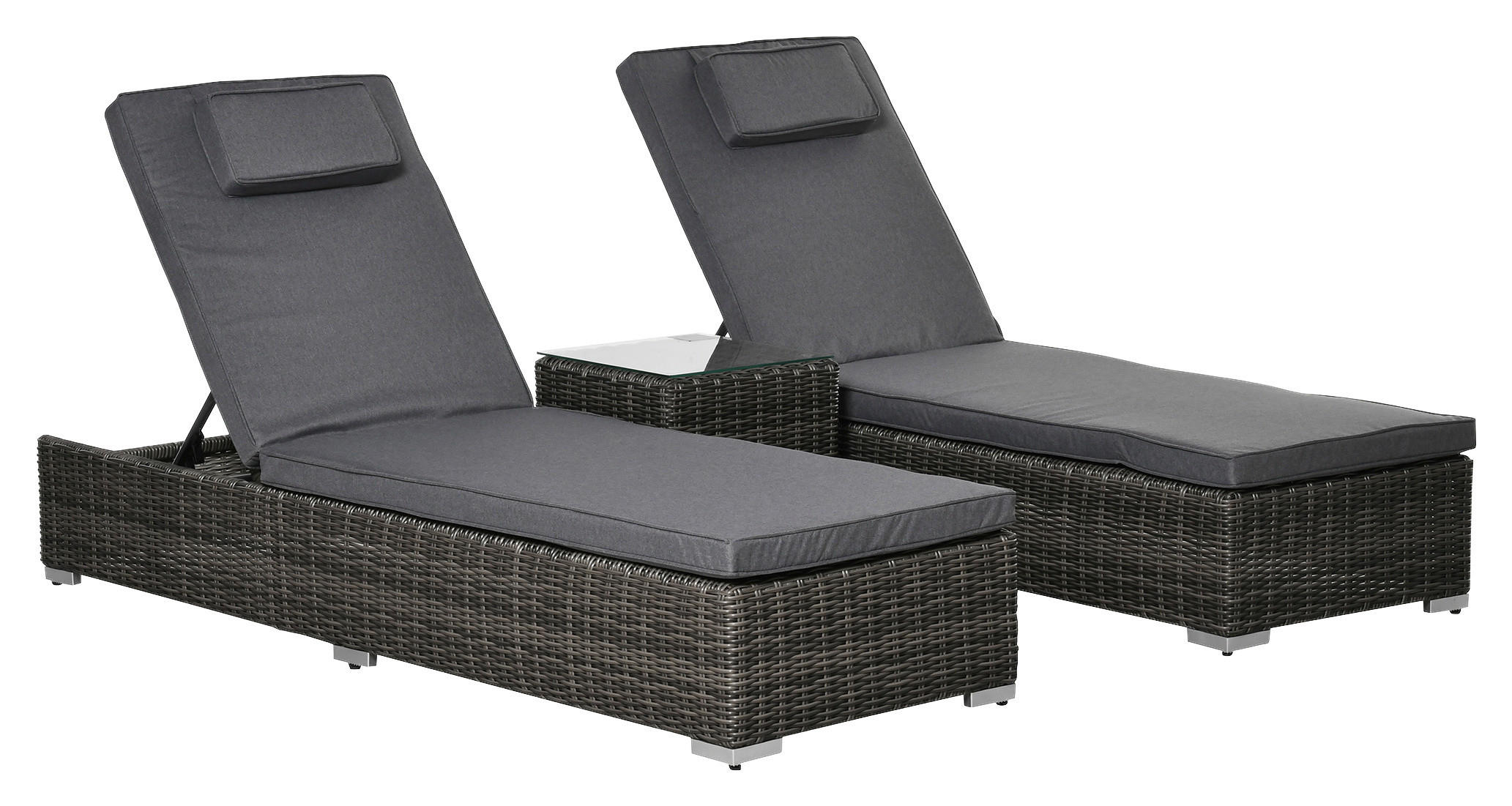 Outsunny Sonnenliege grau Aluminium B/H/L: ca. 60x195x91 cm Sonnenliege - grau (91,00/60,00/195,00cm) - Outsunny