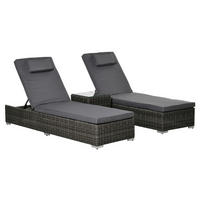Outsunny Sonnenliege grau Aluminium B/H/L: ca. 60x195x91 cm Sonnenliege - grau (91,00/60,00/195,00cm) - Outsunny