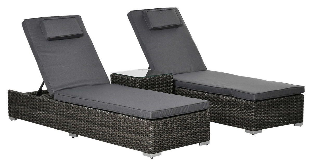 Outsunny Sonnenliege grau Aluminium B/H/L: ca. 60x195x91 cm Sonnenliege - grau (91,00/60,00/195,00cm) - Outsunny