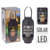 Solarlaterne schwarz Rattan Kunststoff B/H: ca. 15x33 cm Solarlaterne - schwarz (15,00/33,00cm)