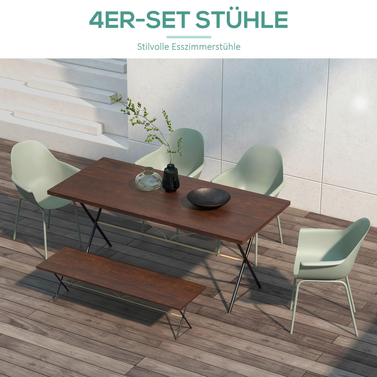 Outsunny Bistro-Set grün Kunststoff B/H/L: ca. 55x84x59 cm Bistro-Set - grün (59,00/55,00/84,00cm) - Outsunny